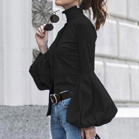 Autumn Women's Blouse Lantern Long-sleeved Shirt - ROUTINE FASHION